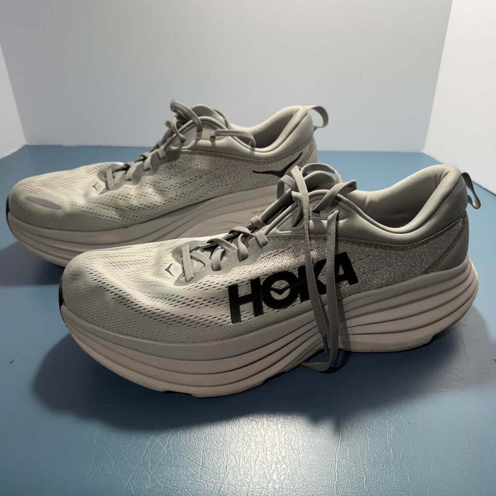 Hoka Bondi 8 Mens Size 13 D Sharkskin Harbor Mist Grey Running Shoes